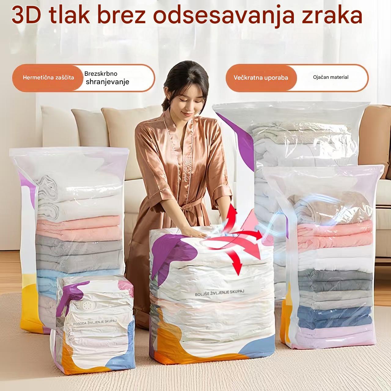 【5 kosov za 28 EUR】Velika, stisljiva vakuumska vrečka za shranjevanje: črpalka ni potrebna, neprepustna in idealna za prihranek prostora v kovčkih in doma