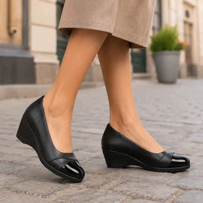 ✨【Velikosti 35-40】Klínové podpatky z pravé kůže, stylový kožený svršek, nazouvací design, všestranný styl