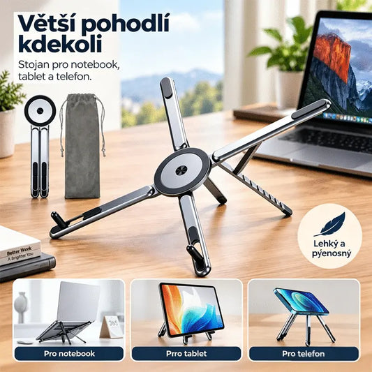 📱💻🧲 Magnetický stojan 3 v 1 z hliníkové slitiny | Univerzální pro tablety, telefony a notebooky | Skládací a přenosný ✨