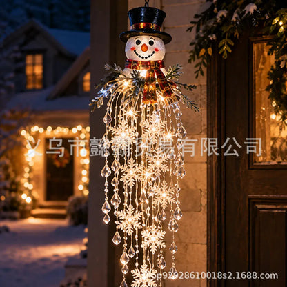 🔥 DNES SLEVA 50 % 🎅 Vánoční závěsná LED lampa se sněhovou vločkou a křišťálem | Kouzelná záře na verandu ✨
