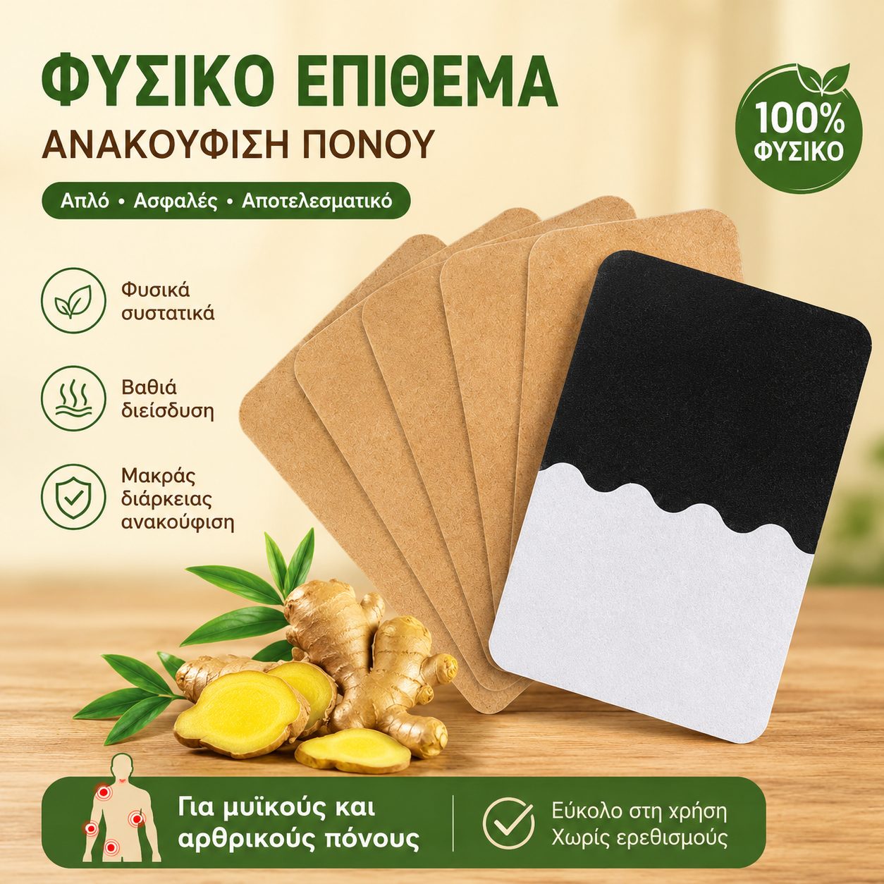 🔥Best Seller - 50% έκπτωση🔥【10 τεμάχια】 Φυτικά επιθέματα τζίντζερ για ανακούφιση από τον πόνο