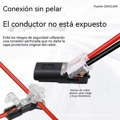【50 artículos por 21 euros】Conector de doble cable con hebilla de bloqueo, cierre de seguridad, antideslizante