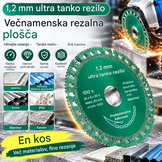 【2 izdelka za 22 €】Večnamenska kompozitna rezalna plošča za kotne brusilnike – primerna za ploščice, jekleno kritino, kovino, PVC, sintrani kamen in marmor