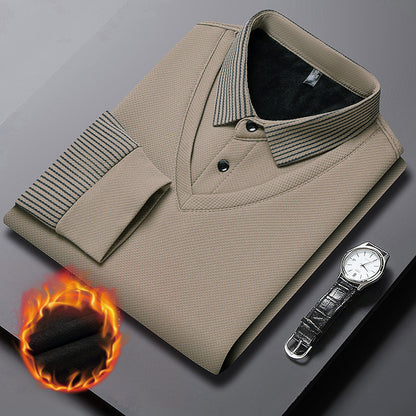 【M-4XL】 Polo majica v videzu dveh kosov z imitacijo črt v slogu patchworka