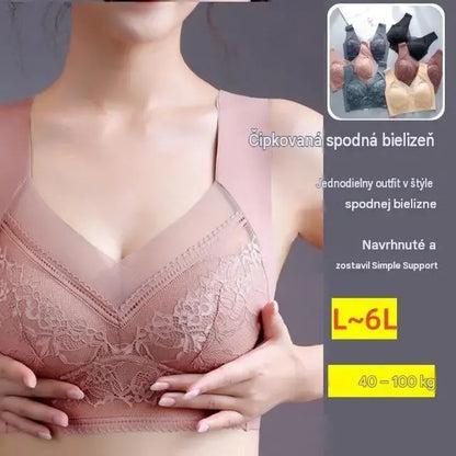 🔥【1 sada 4 kusov】26 €【40-110 KG】Pohodlná dámska čipkovaná podprsenka bez švov